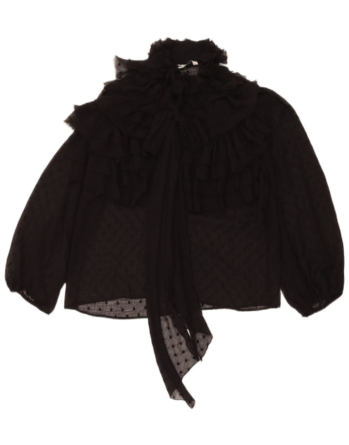 Zara Womens Oversized Blouse Top UK 10 Small Black Spotted