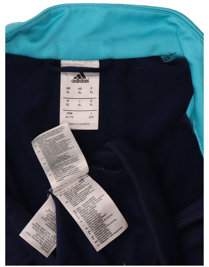 Adidas Mens Tracksuit Top Jacket XL Navy Blue Colourblock Polyester