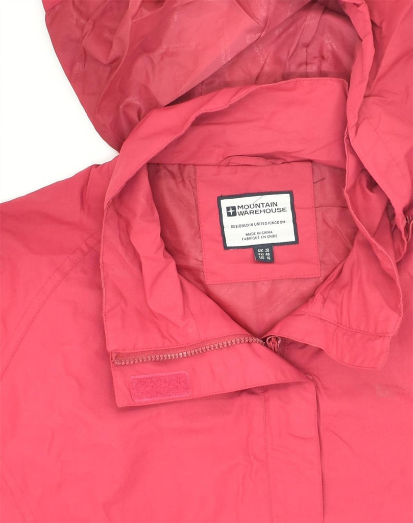 MOUNTAIN WAREHOUSE Womens Hooded Rain Jacket UK 20 2XL  Pink Polyester | Vintage Mountain Warehouse | Thrift | Second-Hand Mountain Warehouse | Used Clothing | Messina Hembry 