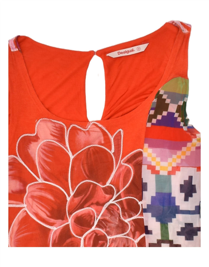 DESIGUAL Womens Graphic Sleeveless Blouse Top UK 12 Medium Red Floral | Vintage Desigual | Thrift | Second-Hand Desigual | Used Clothing | Messina Hembry 