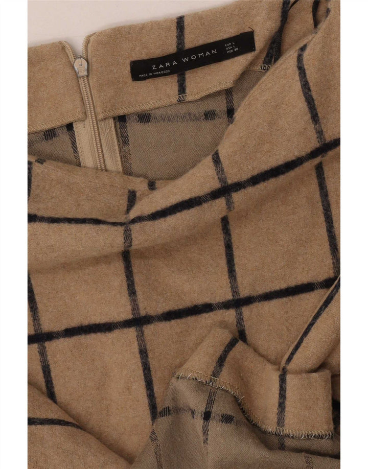 Zara Womens Sheath Dress UK 14 Large Brown Check