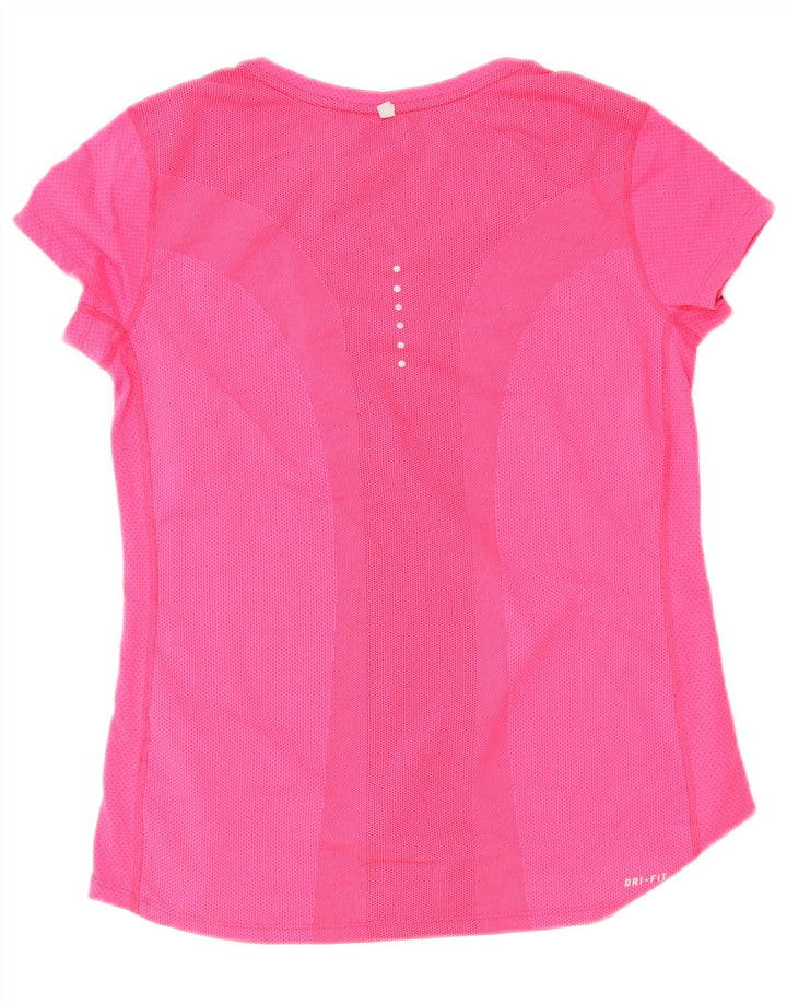 Nike Womens Dri Fit T-Shirt Top UK 12 Medium Pink Polyester