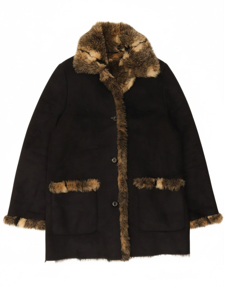 VINTAGE Womens Sherpa Jacket UK 18 XL Black