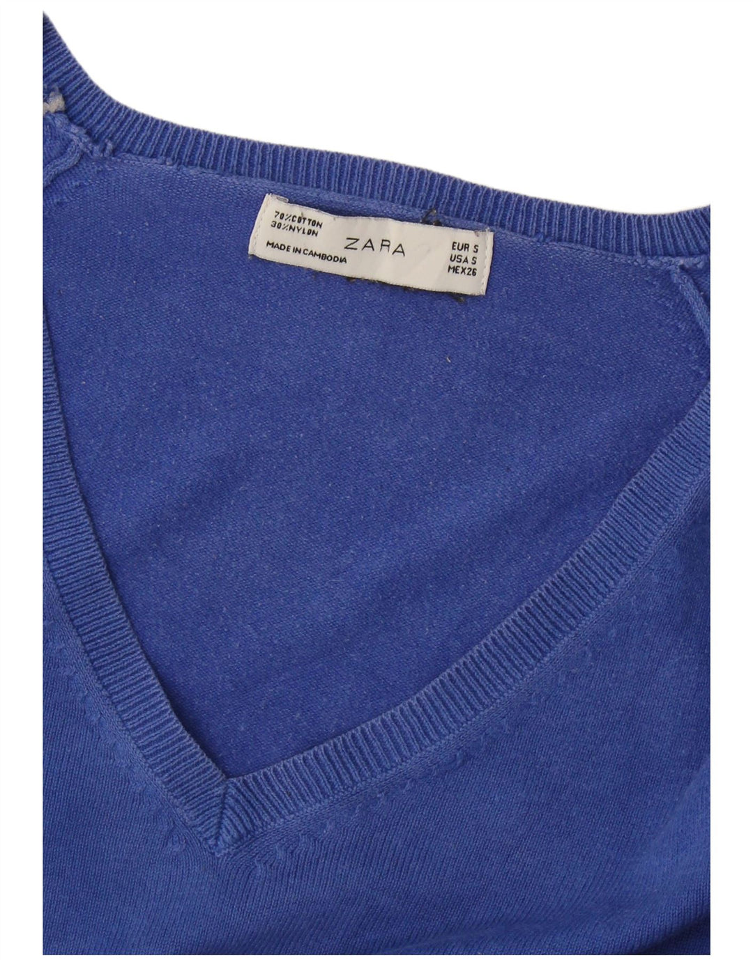 Zara Womens V-Neck Jumper Sweater UK 10 Small Blue