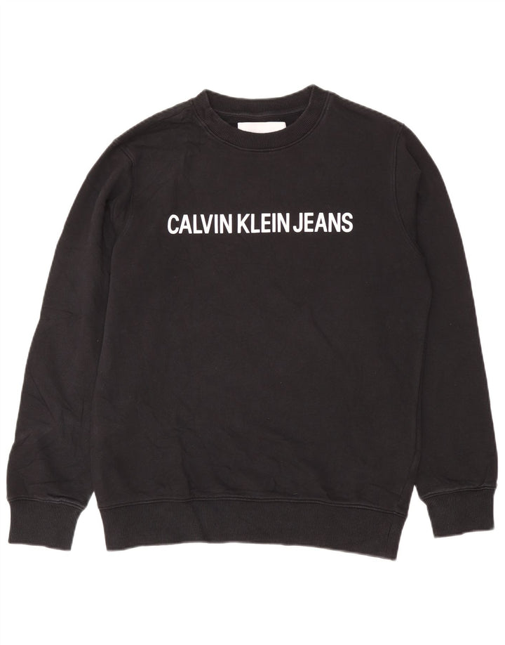 Calvin Klein Mens Graphic Sweatshirt Jumper Medium Black Cotton