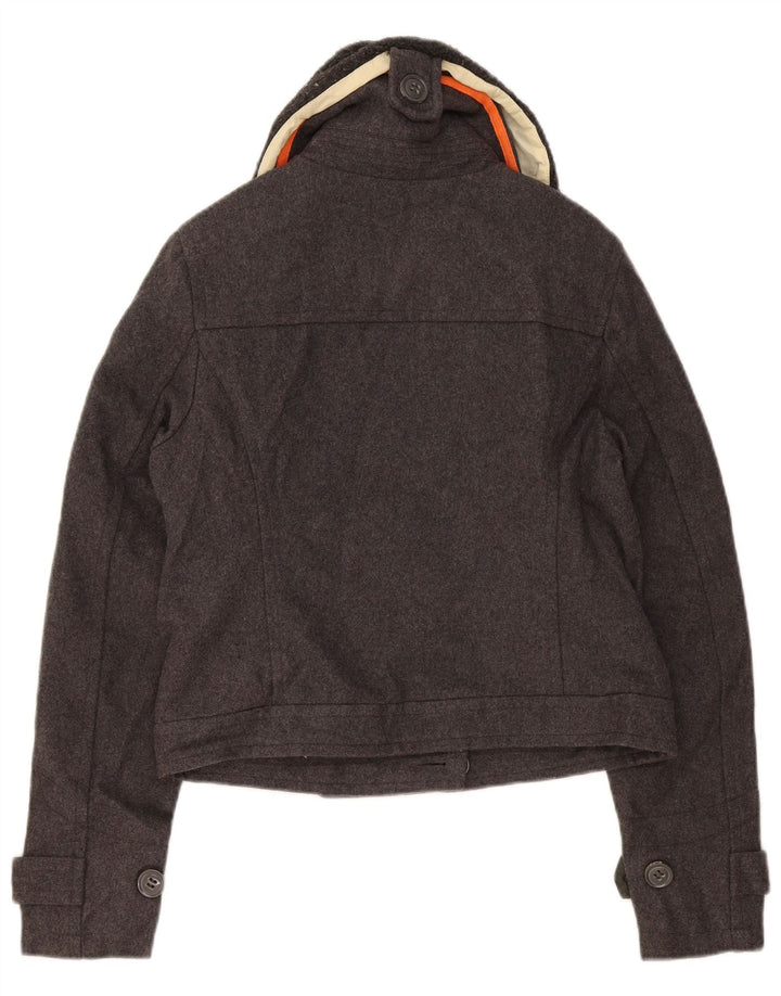 Superdry Womens Bomber Jacket UK 14 Medium Grey Wool