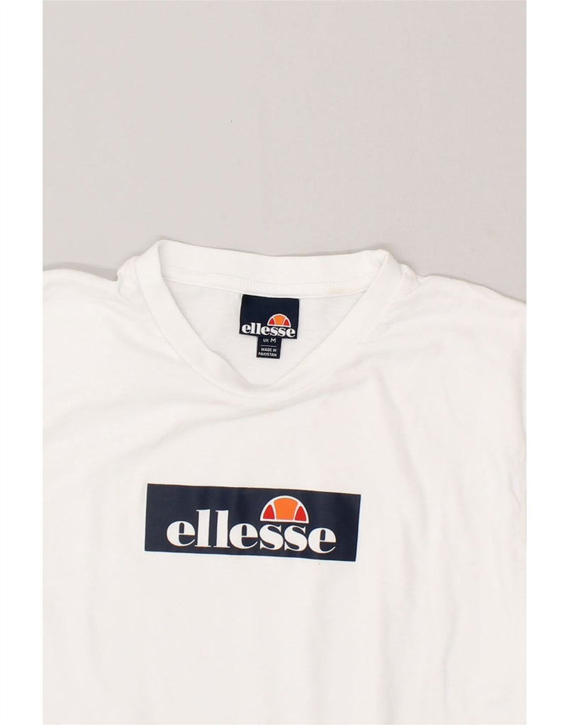 ELLESSE Mens Graphic T-Shirt Top Medium White Cotton | Vintage Ellesse | Thrift | Second-Hand Ellesse | Used Clothing | Messina Hembry 