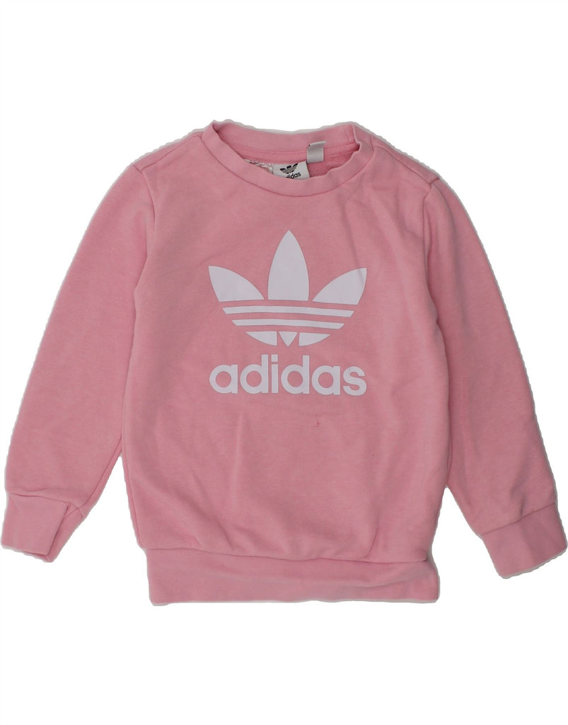 ADIDAS Girls Graphic Sweatshirt Jumper 2-3 Years Pink Cotton | Vintage Adidas | Thrift | Second-Hand Adidas | Used Clothing | Messina Hembry 