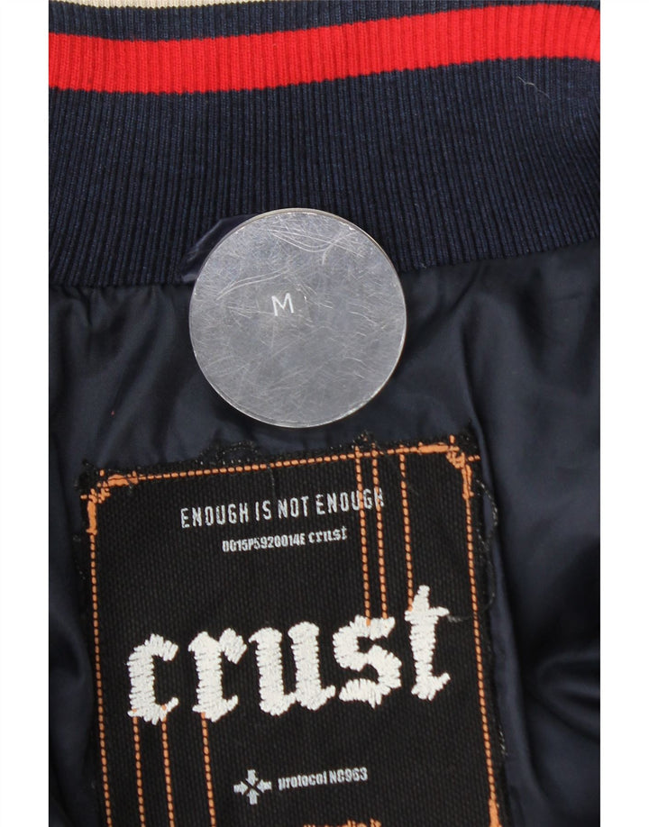 Crust Mens Bomber Padded Jacket UK 38 Medium Navy Blue Colourblock