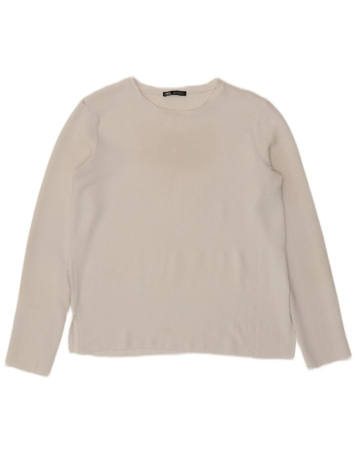 Zara Womens Top Long Sleeve UK 10 Small White