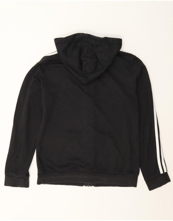 Adidas Womens Zip Hoodie Sweater UK 12/14 Medium Black Cotton