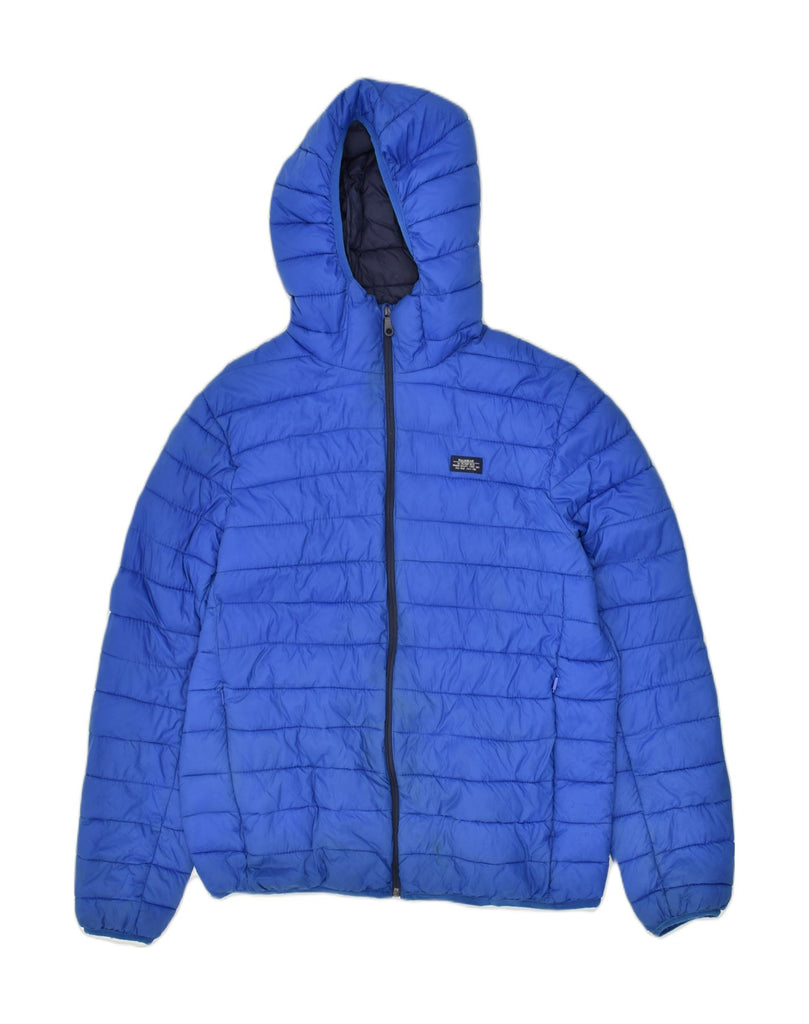 PULL & BEAR Mens Hooded Padded Jacket UK 42 XL Blue Nylon | Vintage Pull & Bear | Thrift | Second-Hand Pull & Bear | Used Clothing | Messina Hembry 