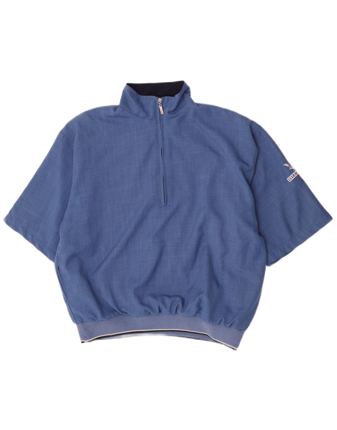 Lyle & Scott Mens Short Sleeve Zip Neck Pullover Tracksuit Top Medium Blue