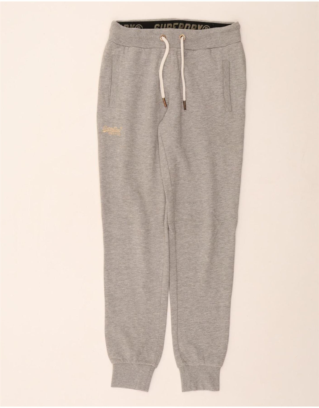 SUPERDRY Womens Tracksuit Trousers Joggers UK 10 Small Grey Cotton