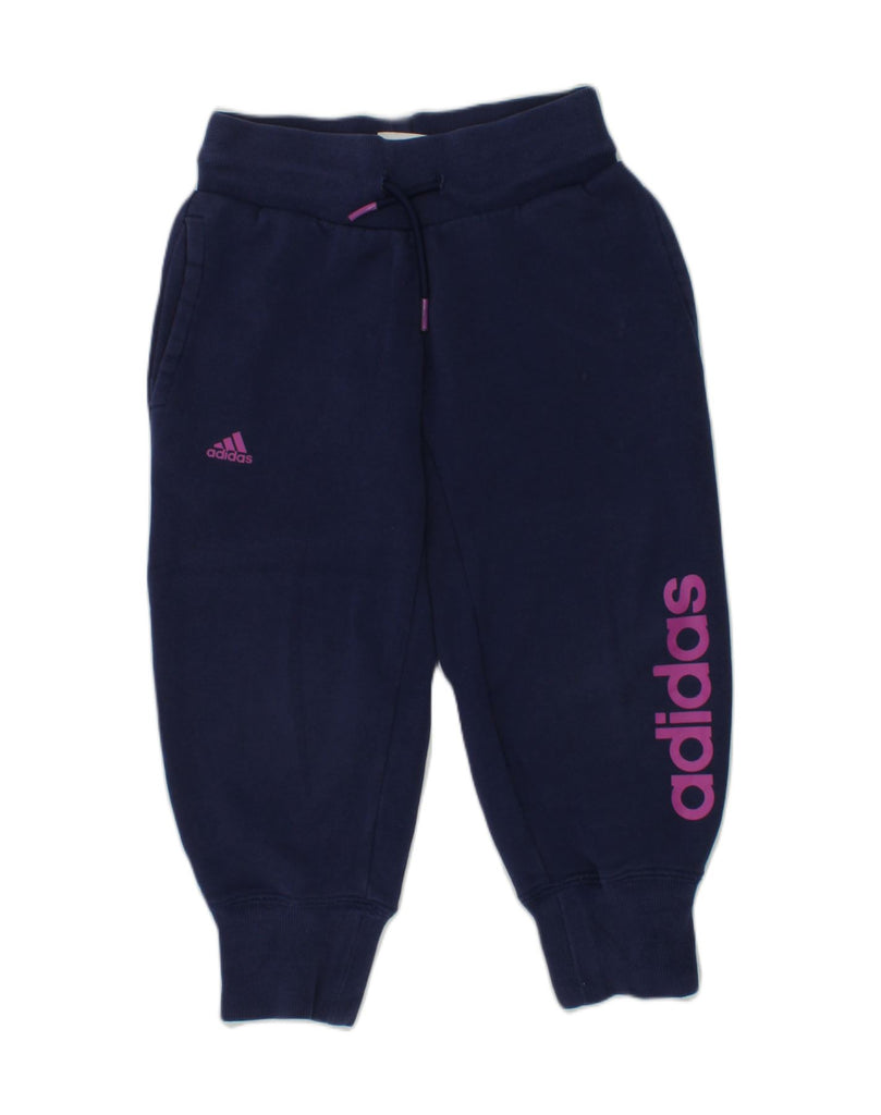 ADIDAS Girls Graphic Tracksuit Trousers Joggers 3-4 Years Navy Blue Cotton | Vintage Adidas | Thrift | Second-Hand Adidas | Used Clothing | Messina Hembry 