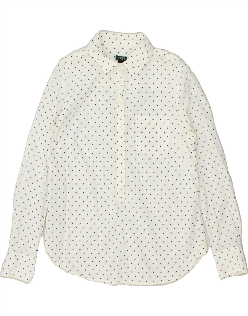 J. CREW Womens Pullover Shirt UK 10 Small White Polka Dot Cotton | Vintage J. Crew | Thrift | Second-Hand J. Crew | Used Clothing | Messina Hembry 