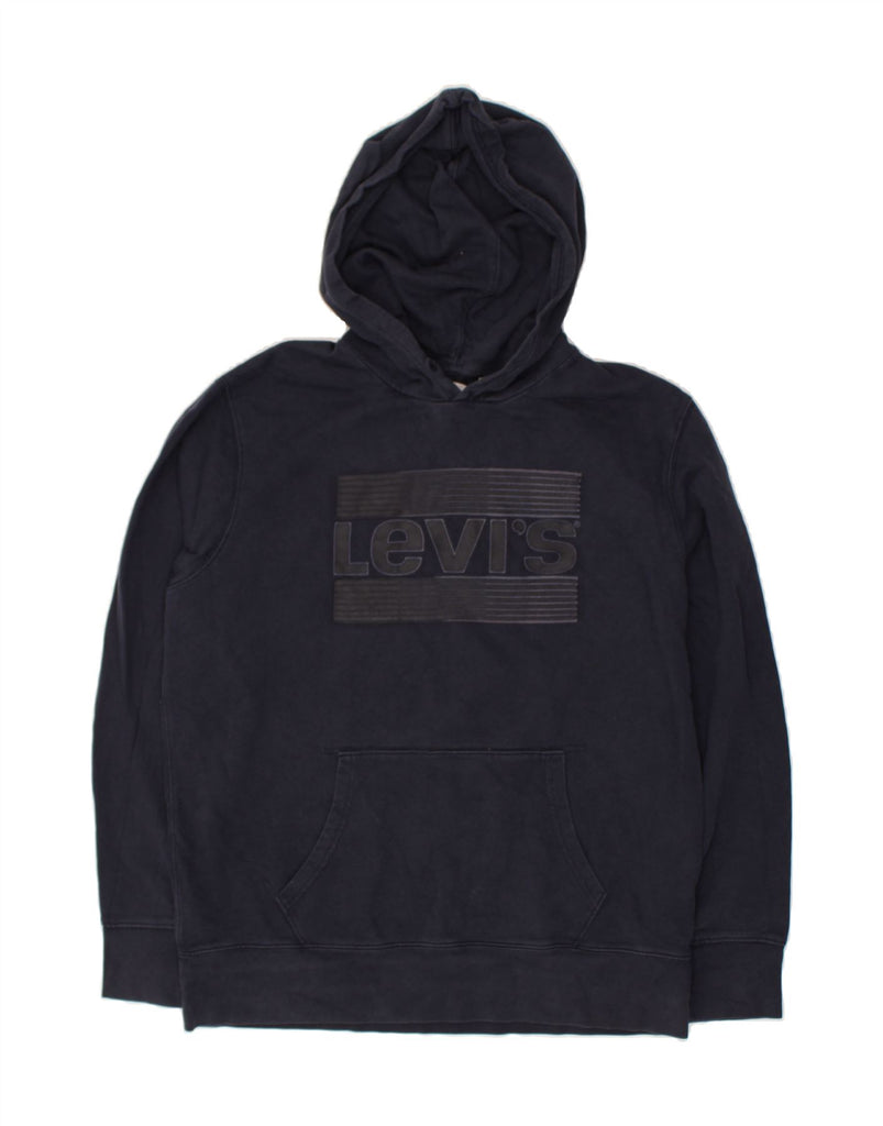 LEVI'S Mens Graphic Hoodie Jumper Large Navy Blue Cotton | Vintage Levi's | Thrift | Second-Hand Levi's | Used Clothing | Messina Hembry 