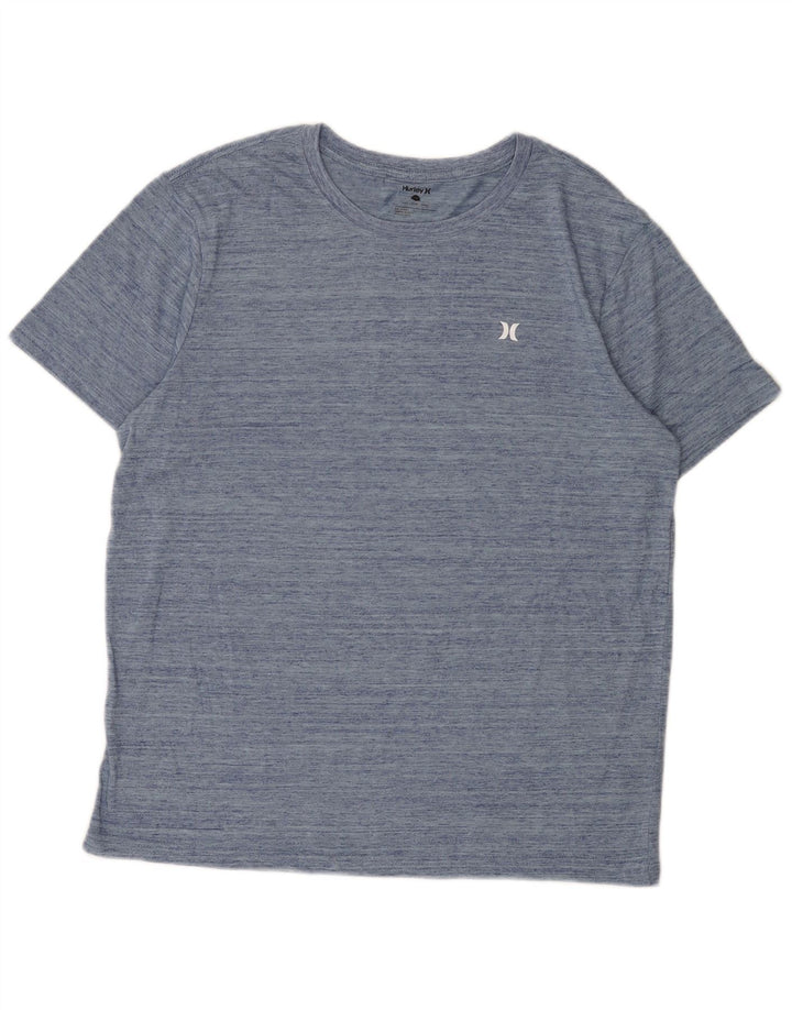 Hurley Mens T-Shirt Top Large Blue Flecked Polyester