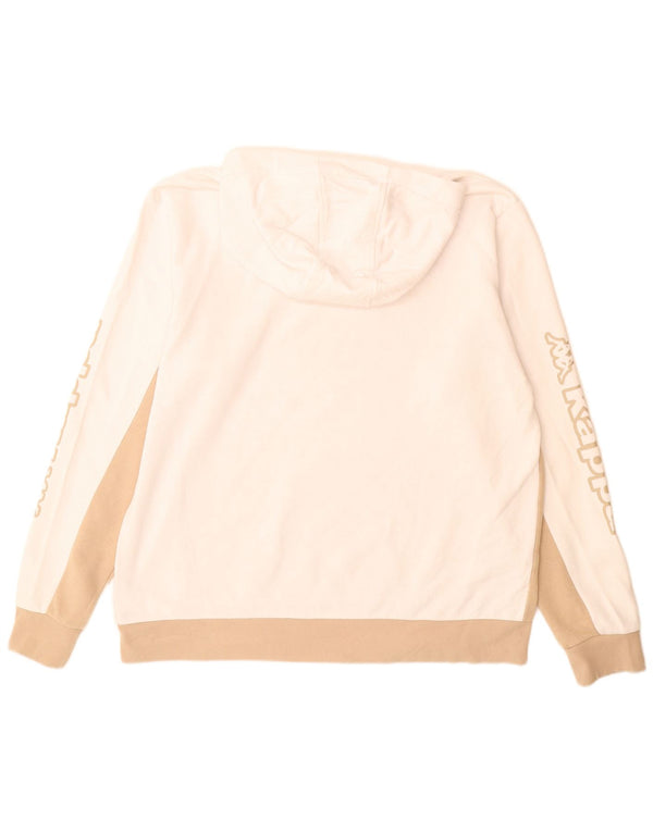 Kappa Mens Graphic Hoodie Jumper XL White Colourblock Cotton