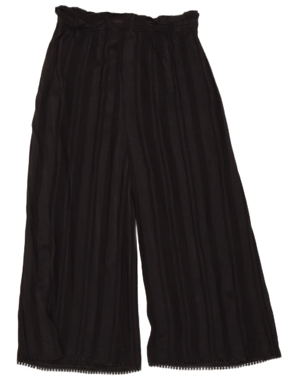Zara Womens Wide Leg Cropped Trousers Large W32 L24 Black Striped