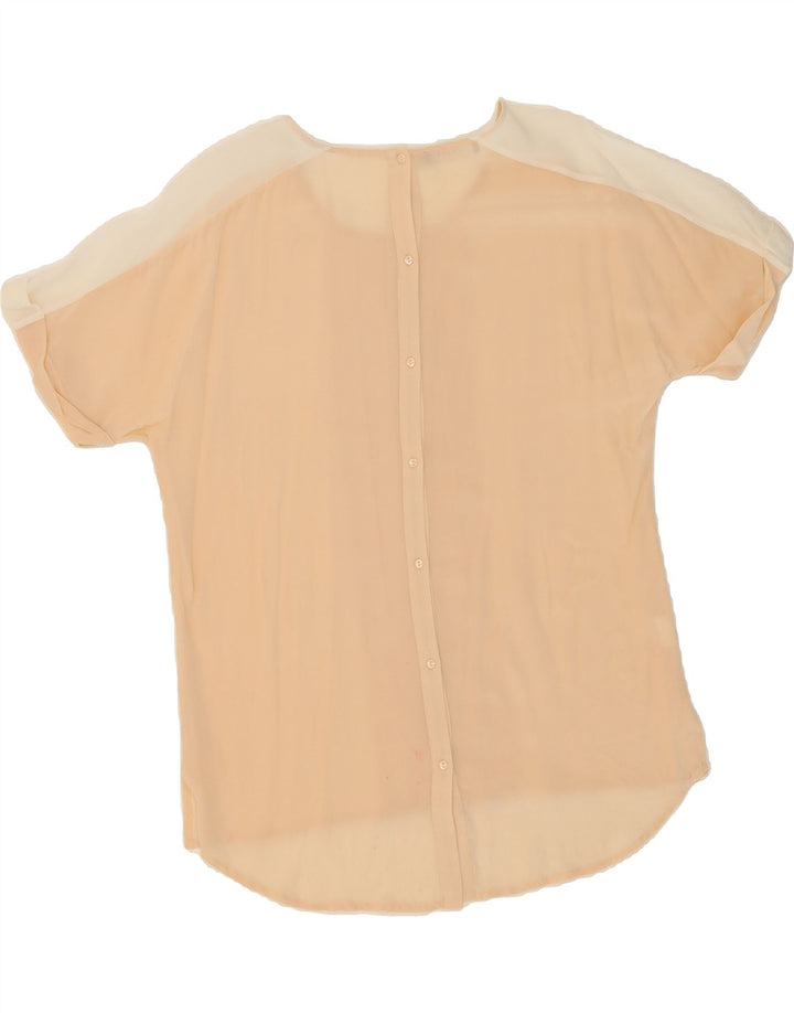 STEFANEL Womens See Through Blouse Top UK 14 Large Beige Colourblock Vintage Stefanel and Second-Hand Stefanel from Messina Hembry 