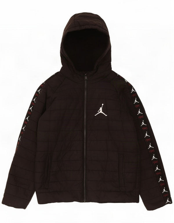 Jordan Boys Hooded Graphic Padded Jacket 13-14 Years XL Black Polyester