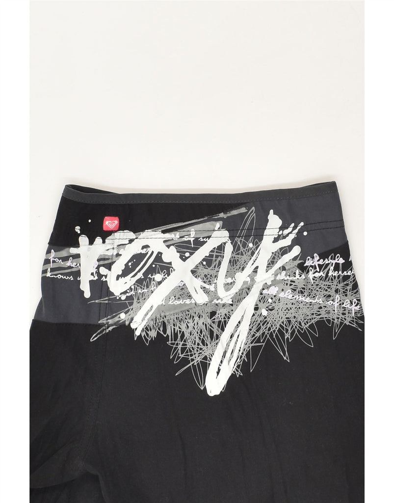 ROXY Womens Graphic Casual Shorts US 12 Large W34  Black Polyester | Vintage Roxy | Thrift | Second-Hand Roxy | Used Clothing | Messina Hembry 