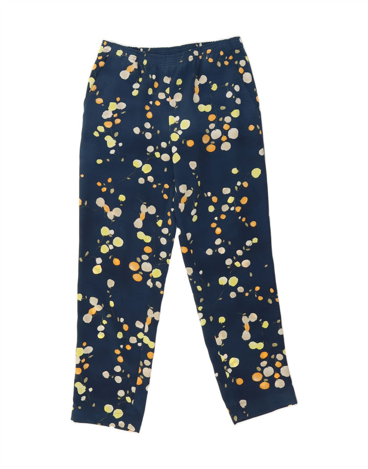 GIAB'S Womens Tracksuit Trousers UK 10 Small  Navy Blue Floral Polyester Vintage Giab's and Second-Hand Giab's from Messina Hembry 