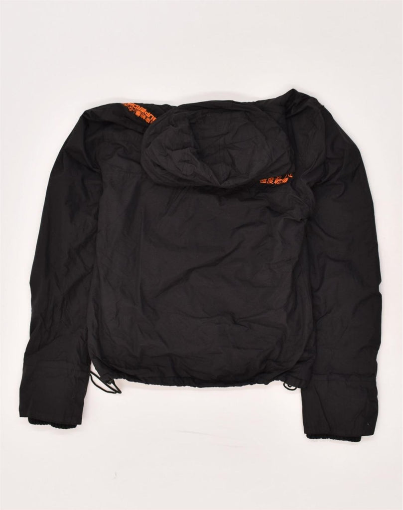 SUPERDRY Womens Hooded Windbreaker Jacket UK 14 Medium Black Nylon | Vintage Superdry | Thrift | Second-Hand Superdry | Used Clothing | Messina Hembry 