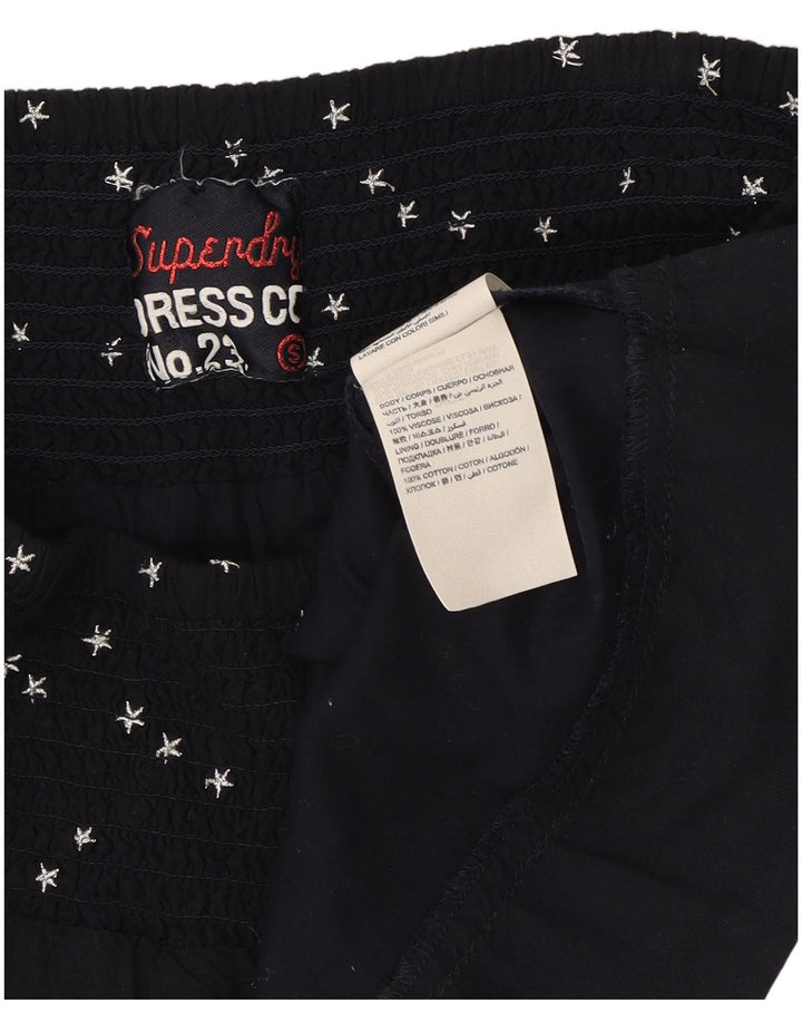 SUPERDRY Womens Mini Skirt Small W26 Navy Blue Spotted Viscose