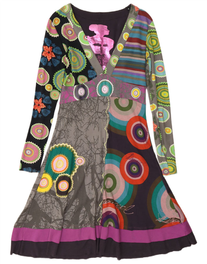 Desigual Womens Abstract Pattern A-Line Dress UK 12 Medium Multicoloured