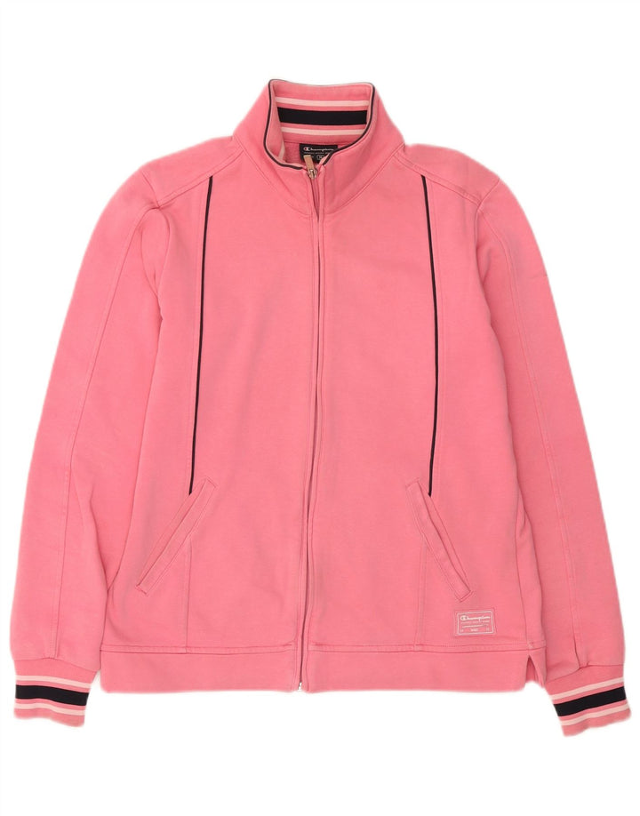 Champion Womens Easy Fit Tracksuit Top Jacket UK 14 Medium Pink
