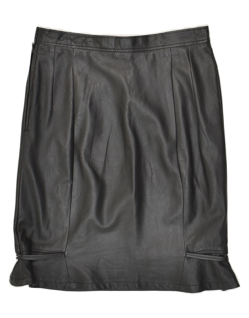 VINTAGE Womens Leather Skirt W28 Medium Black | Vintage Vintage | Thrift | Second-Hand Vintage | Used Clothing | Messina Hembry 