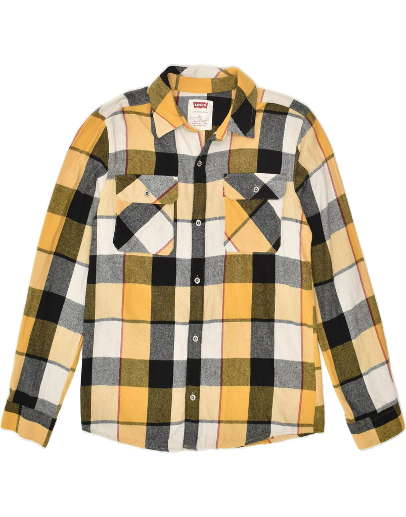 LEVI'S Boys Flannel Shirt 15-16 Years Yellow Plaid Cotton | Vintage Levi's | Thrift | Second-Hand Levi's | Used Clothing | Messina Hembry 