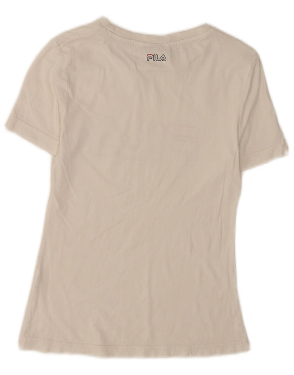 Fila Womens Short Sleeve Graphic T-Shirt Top UK 4 XS White