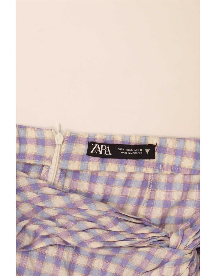 Zara Womens Maxi Skirt Large W32 Purple Gingham