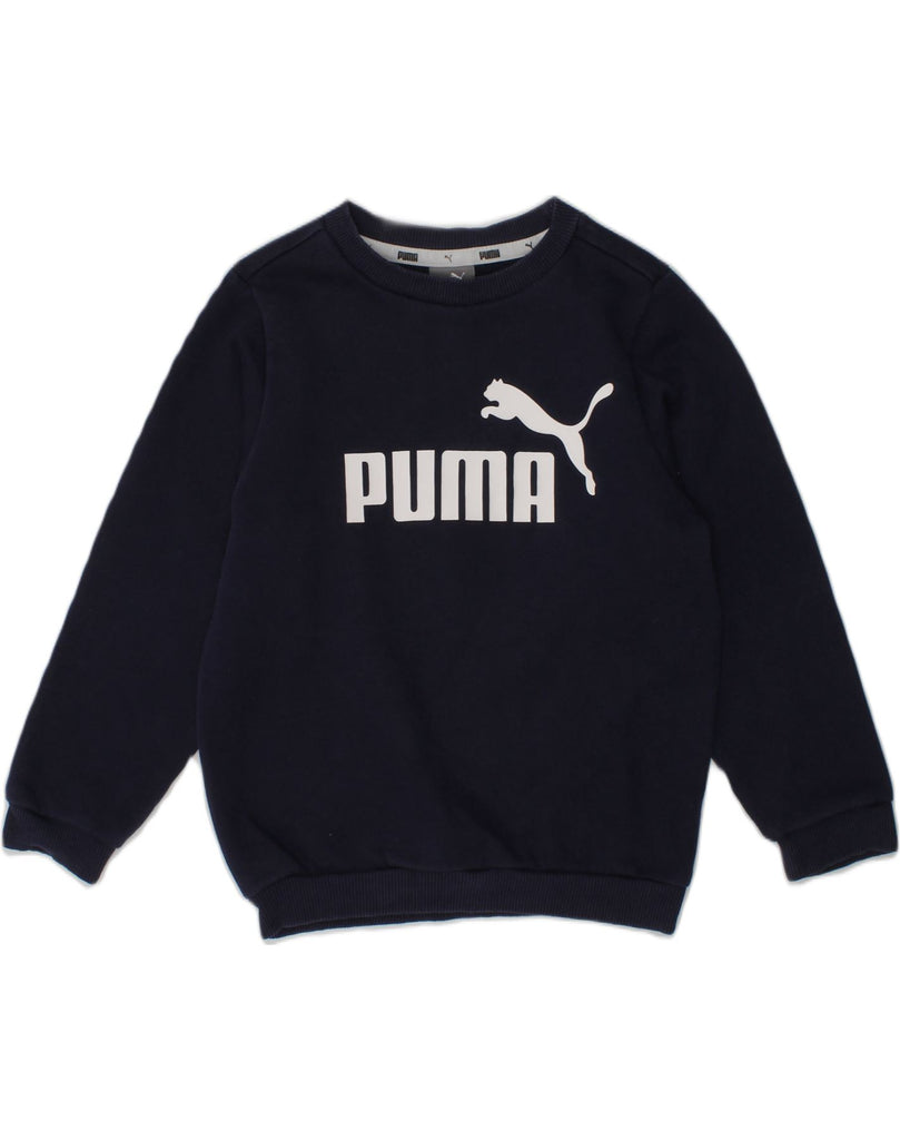 PUMA Boys Graphic Sweatshirt Jumper 2-3 Years Navy Blue | Vintage Puma | Thrift | Second-Hand Puma | Used Clothing | Messina Hembry 