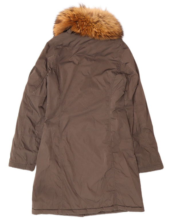 WOOLRICH Womens Parka Jacket UK 6 XS Brown Classic