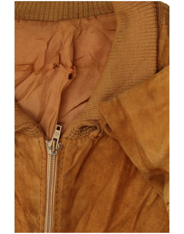 VINTAGE Mens Suede Bomber Jacket UK 38 Medium Beige