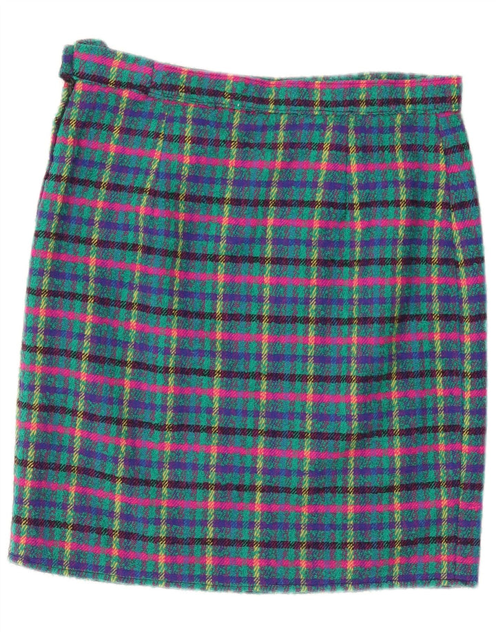 Vintage Womens Pencil Skirt Medium W30 Blue Plaid