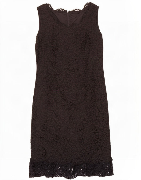 Vintage Womens Sleeveless Sheath Dress UK 14 Medium Black