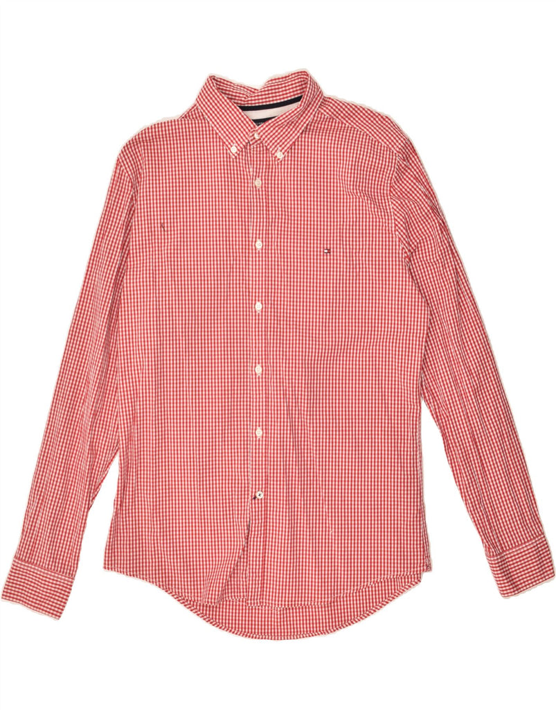 TOMMY HILFIGER Mens Etroite Slim Fit Shirt Large Red Check Cotton | Vintage Tommy Hilfiger | Thrift | Second-Hand Tommy Hilfiger | Used Clothing | Messina Hembry 