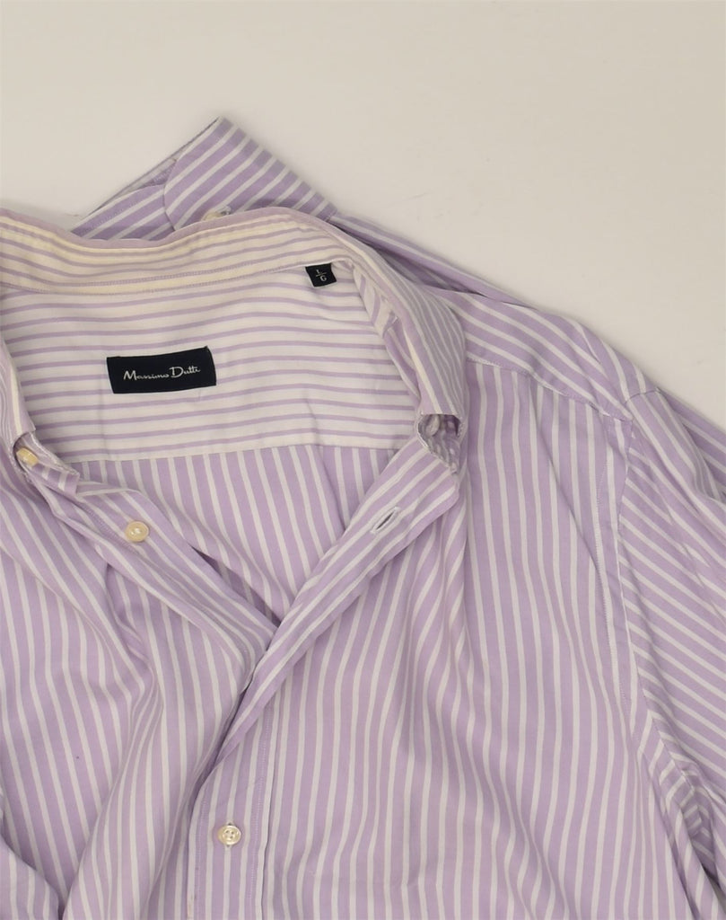 MASSIMO DUTTI Mens Shirt Large Purple Striped Cotton | Vintage Massimo Dutti | Thrift | Second-Hand Massimo Dutti | Used Clothing | Messina Hembry 