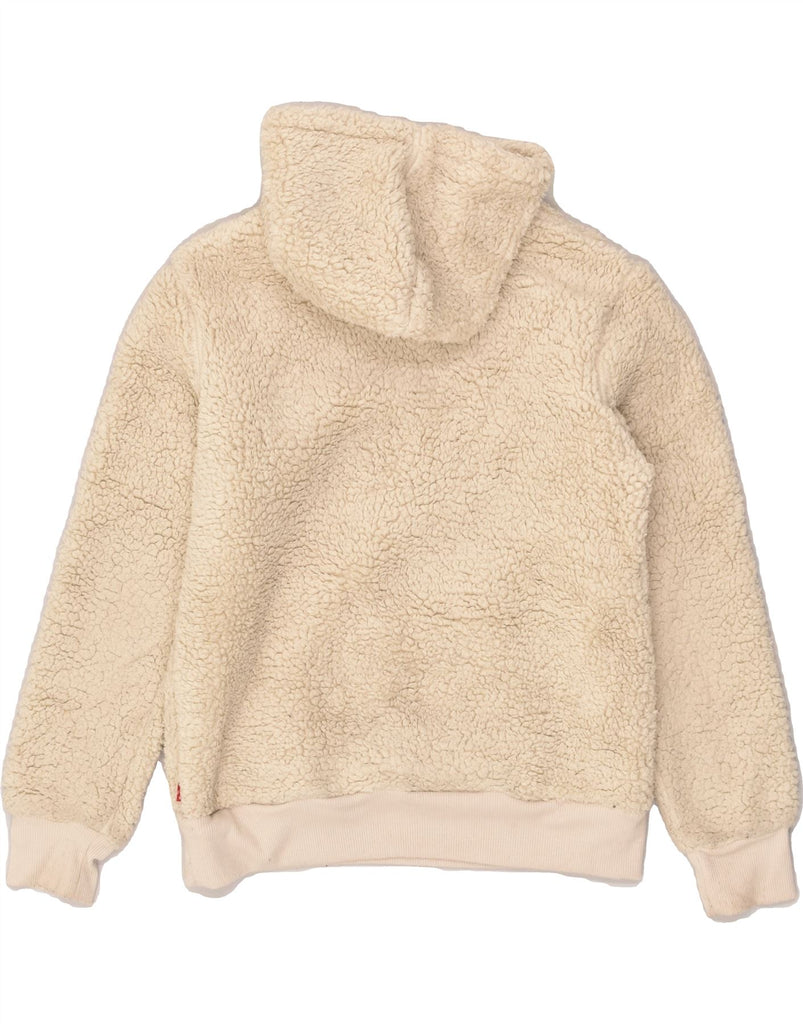 LEVI'S Girls Hooded Fleece Jumper 12-13 Years Large  Beige Polyester | Vintage Levi's | Thrift | Second-Hand Levi's | Used Clothing | Messina Hembry 