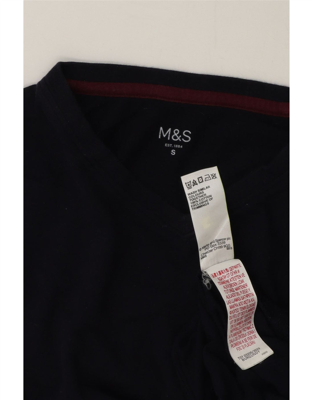 MARKS & SPENCER Mens Top Long Sleeve Small Navy Blue Cotton