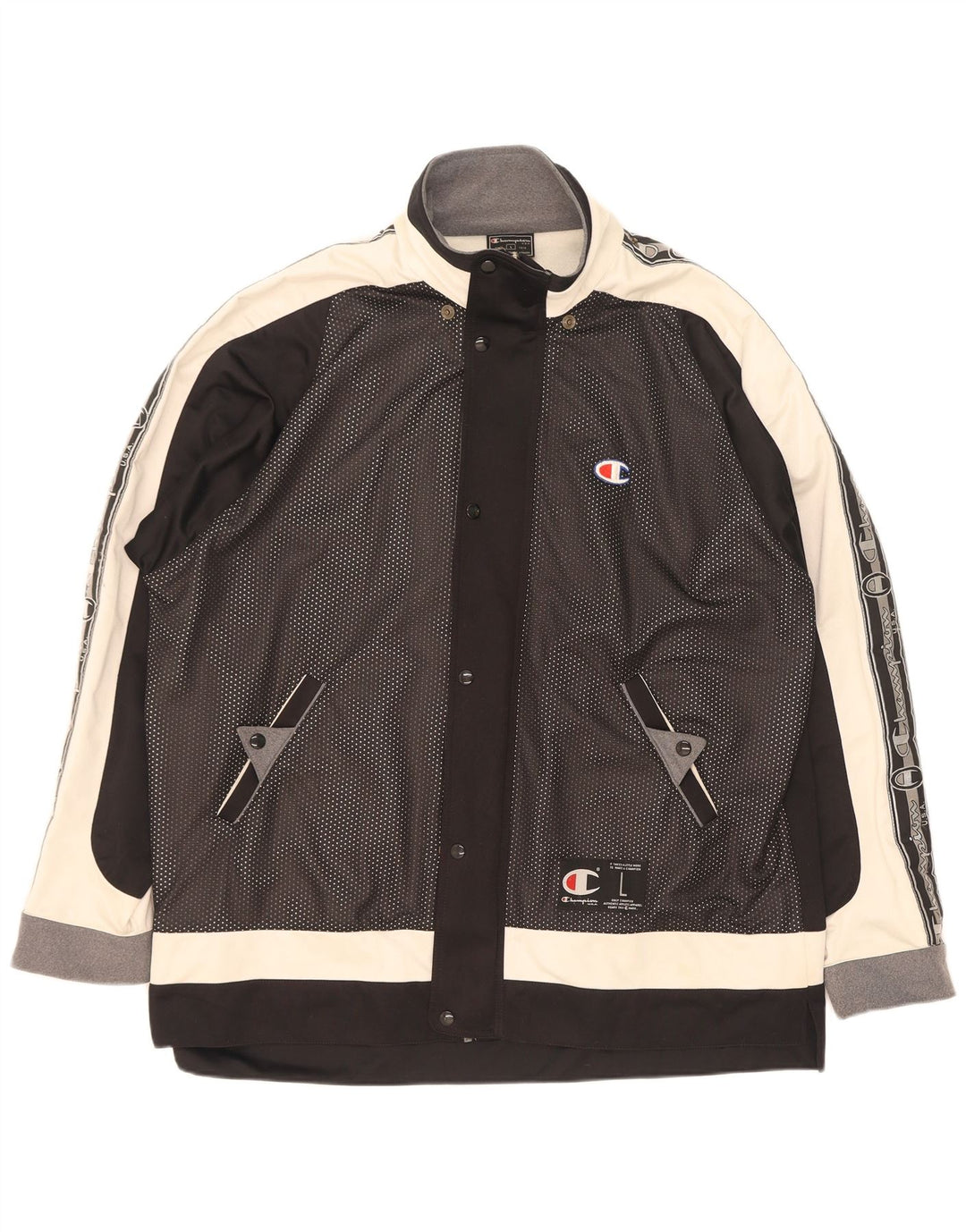 Champion Mens Graphic Tracksuit Top Jacket Large Black Colourblock