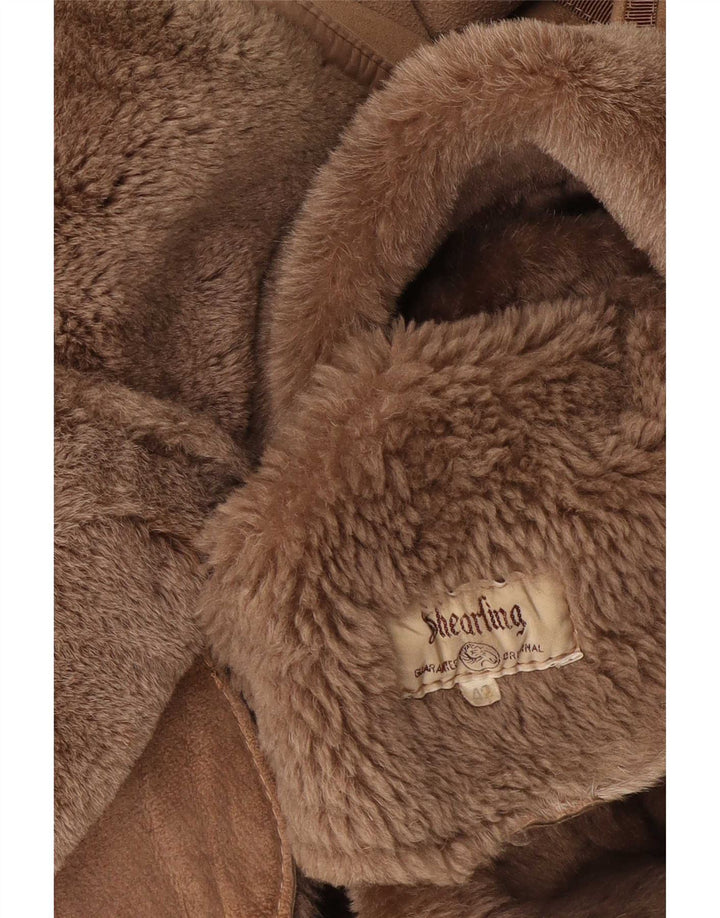 Vintage Womens Shearling Coat EU 42 Large Brown