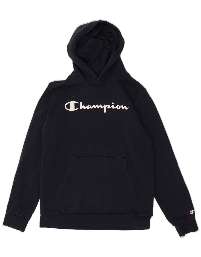 CHAMPION Girls Graphic Hoodie Jumper 13-14 Years XL  Navy Blue | Vintage Champion | Thrift | Second-Hand Champion | Used Clothing | Messina Hembry 