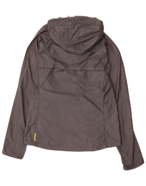 Nike Mens Hooded Rain Jacket UK 36 Small Grey Gingham Polyester