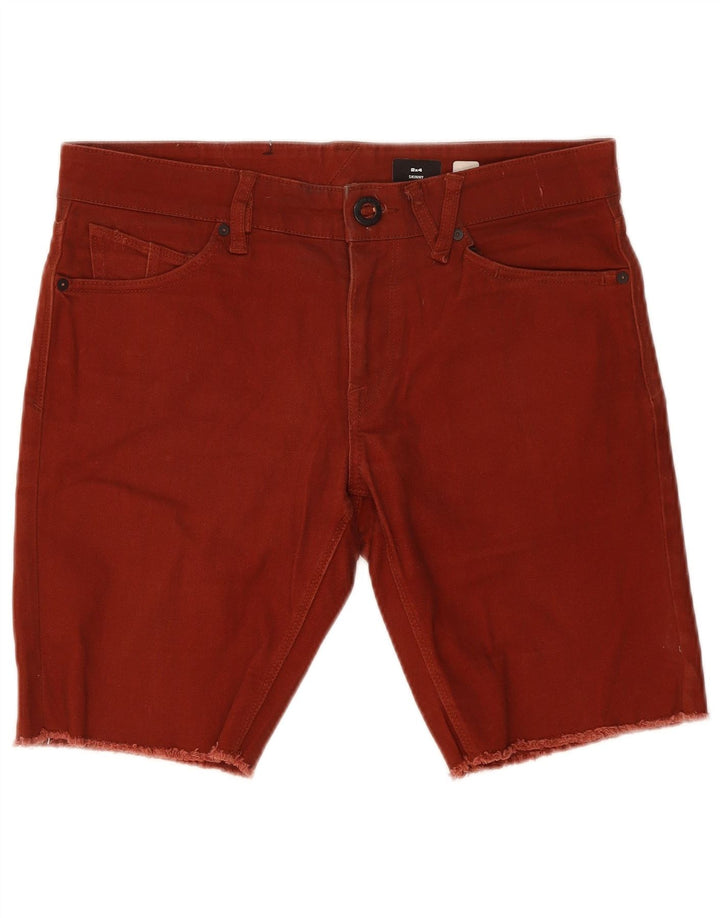 VOLCOM Mens Skinny Denim Shorts W32 Medium Maroon